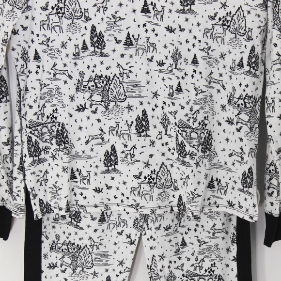 VICTORIA’S SECRET Waffle Knit Winter Scene Thermal Long Sleeve Pajamas Size S - Picture 12 of 13